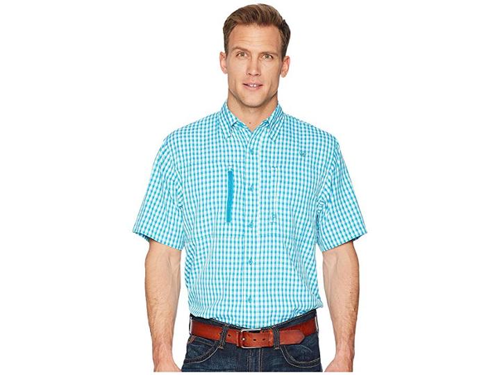Ariat Venttektm Shirt (perfect Turquoise Plaid) Men's Short Sleeve Button Up