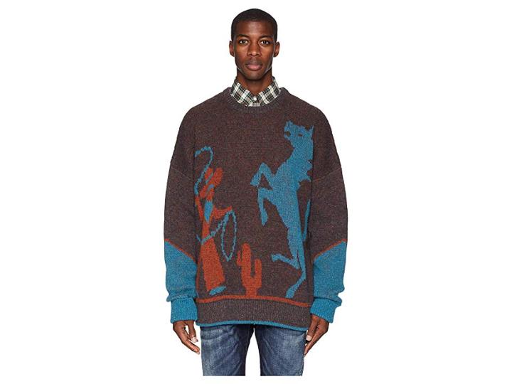 Dsquared2 Cowboy Sweater (brown/light Blue/orange) Men's Sweater