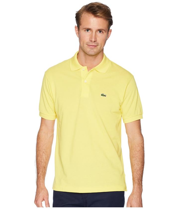 Lacoste Short Sleeve Classic Pique Polo Shirt (daphne Yellow) Men's Short Sleeve Pullover