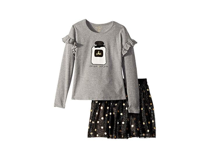 Kate Spade New York Kids Chic Skirt Set (toddler/little Kids) (grey Heather) Girl's Active Sets