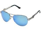 Guess Gf0257 (shiny Light Nickeltin/blue Mirror) Fashion Sunglasses