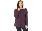 B Collection By Bobeau Plus Size Capri Cozy Off The Shoulder Top (plum Perfect) Women's Long Sleeve Pullover