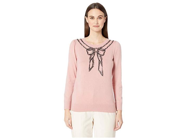 Kate Spade New York Dashing Beauty Embellished Bow Sweater (conch Shell) Women's Sweater