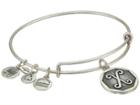 Alex And Ani Initial X Charm Bangle (rafaelian Silver Finish) Bracelet