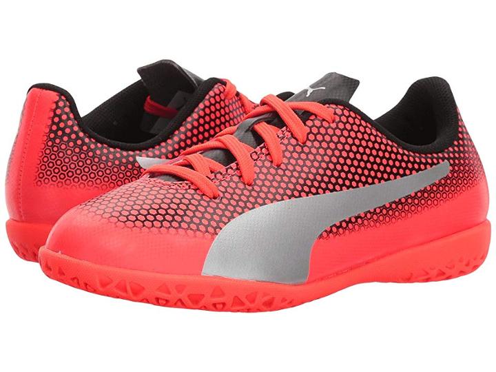 Puma Kids Spirit It Soccer (little Kid/big Kid) (red Blast/puma Silver/puma Black) Kids Shoes
