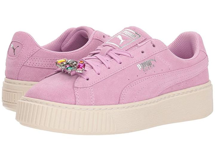 Puma Kids Suede Platform Jewel (big Kid) (orchid/puma Silver) Girls Shoes