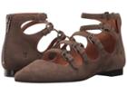 Frye Sienna Buckle Ballet (dark Taupe Suede) Women's Flat Shoes