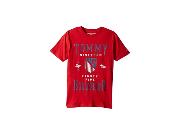 Tommy Hilfiger Kids Tommy Crest Crew Neck Tee (big Kids) (regal Red) Boy's T Shirt