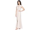 Adrianna Papell Petite Twist Neck Long Stretch Crepe Gown (blush) Women's Dress