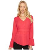Ivanka Trump Long Sleeve Button Blouse (rose) Women's Blouse