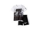 Nike Kids Short Sleeve Top And Shorts Set (toddler) (white/black) Boy's Active Sets