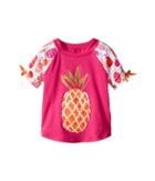 Hatley Kids Tropical Pineapples Short Sleeve Rashguard (toddler/little Kids/big Kids) (pink) Girl's Swimwear