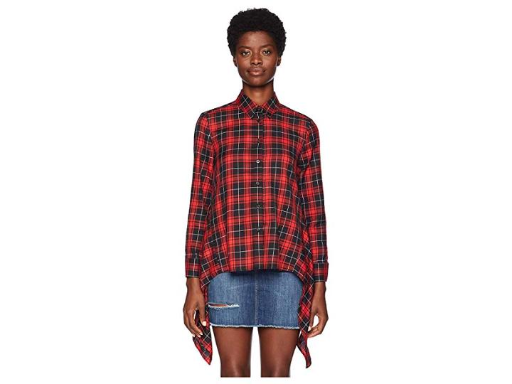 Neil Barrett Fall Away Back Tartan Shirt (black/red) Women's Clothing