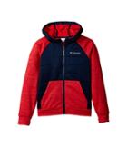 Columbia Kids S'more Adventure Hybrid Hoodie (little Kids/big Kids) (bright Red Heather/collegiate Navy) Boy's Sweatshirt