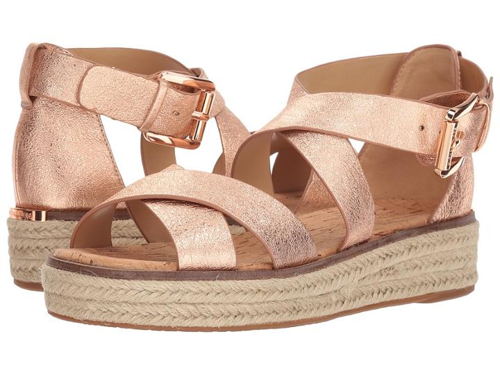 Michael Michael Kors Darby Sandal (soft Pink Metallic Crackle/jute) Women's Sandals