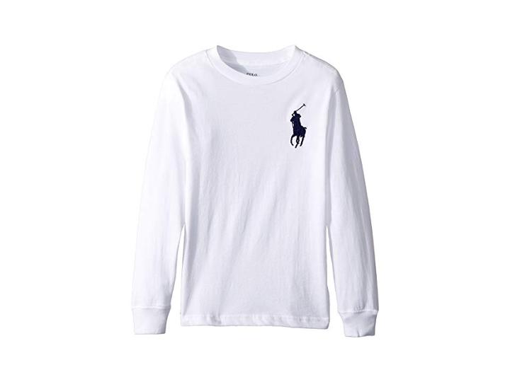 Polo Ralph Lauren Kids Cotton Long Sleeve T-shirt (little Kids/big Kids) (white) Boy's T Shirt