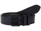 Cole Haan 35 Mm. Smooth Leather Bevel Edge W/ Double Loop (navy/matte Black) Men's Belts