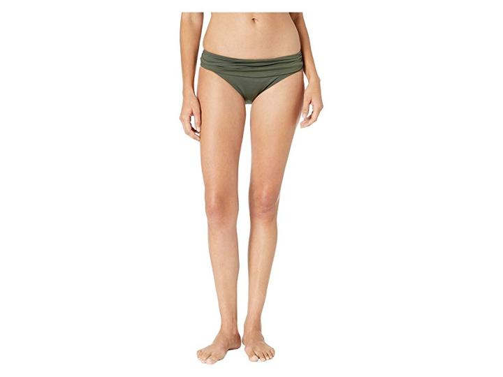 La Blanca Island Goddess Shirred Waist Hipster Bottom (olive) Women's Swimwear