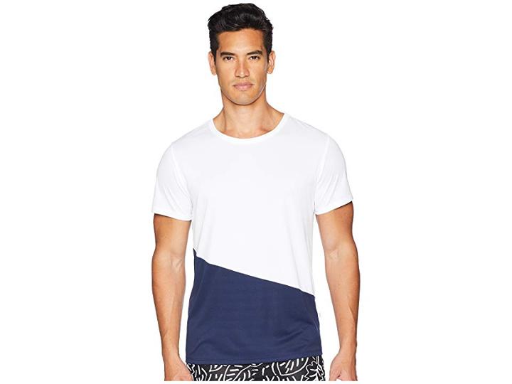 Onia Color Block Swim Tee (white/deep Navy) Men's Swimwear