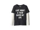 Chaser Kids Extra Soft Tacos Saved My Life Twofer Tee (little Kids/big Kids) (black/salt) Boy's Long Sleeve Pullover