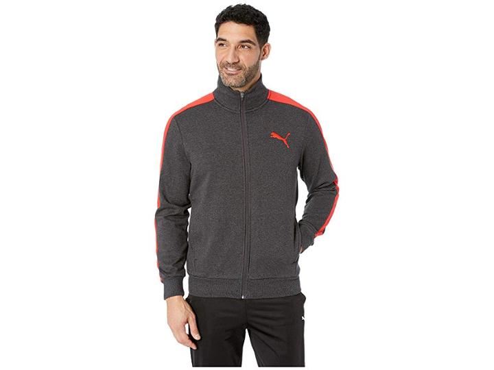 Puma Cb P48 Core Track Jacket (dark Grey Heater/puma Red) Men's Coat