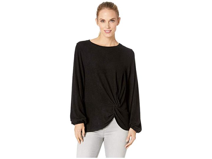 B Collection By Bobeau Sierra Side Knot Tee (black) Women's T Shirt
