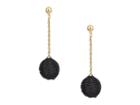 Kenneth Jay Lane Black Thread Wrapped Ball On Gold Chain Drop Post Earrings (black) Earring