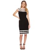 Adrianna Papell Matte Jersey Color Block Sheath (black/ivory) Women's Dress