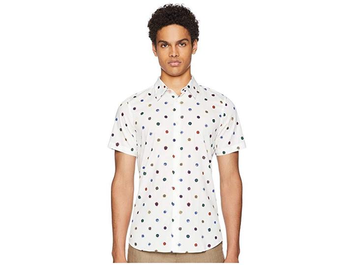 Paul Smith Short Sleeve Poka Dot Shirt (white) Men's Clothing