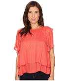 B Collection By Bobeau Sawyer Swiss Dot Blouse (hibiscus) Women's Blouse