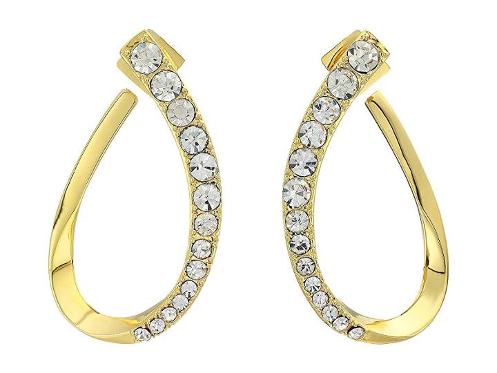 Vince Camuto Graduated Stone Hoop Earrings (gold/crystal) Earring