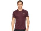Nike Dry Miler Short Sleeve Running Top (burgundy Crush/burgundy Crush) Men's Clothing