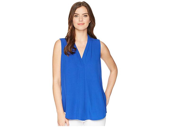 Calvin Klein Blouse W/ Inverted Pleat (regatta) Women's Sleeveless