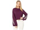 Juicy Couture Jxjc Long Sleeve Top With Logo Tape (currant) Women's Clothing