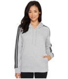 Adidas Essentials Cotton Fleece 3s Over Head Hoodie (medium Grey Heather/black) Women's Sweatshirt