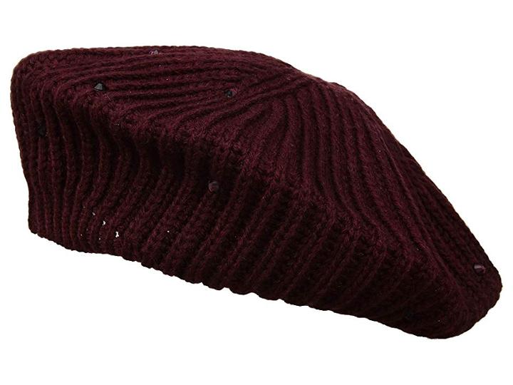 Lauren Ralph Lauren Crystal Rib Beret (plum) Berets