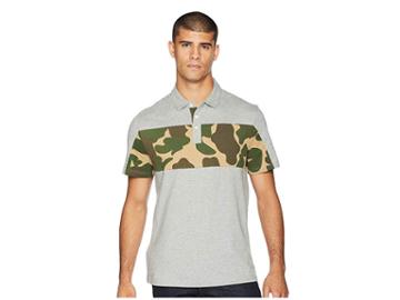 Original Penguin Short Sleeve Printed Chest Block Relaxed Fit Polo (rain Heather) Men's Clothing