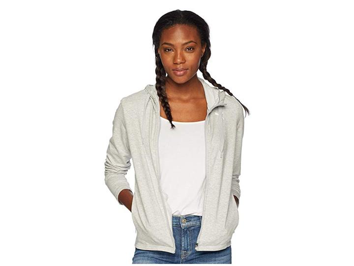 Puma Modern Sport Full Zip Logo Hoodie (light Grey Heather) Women's Sweatshirt