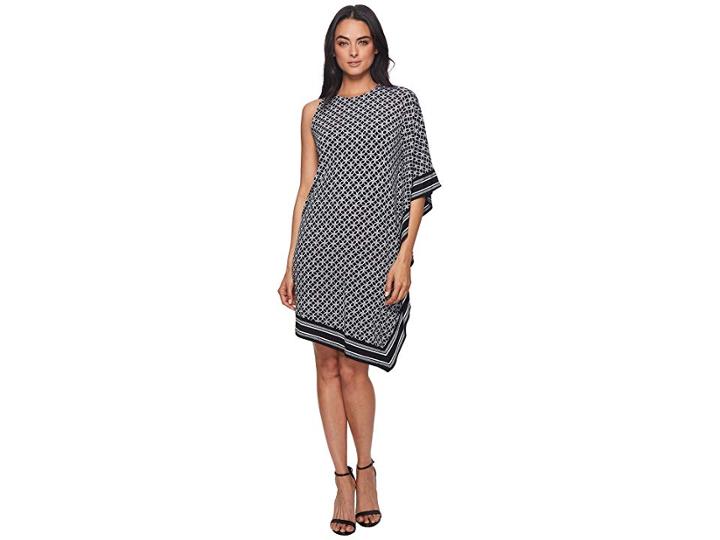 Michael Michael Kors Asymmetrical Rope Border Dress (black/white) Women's Dress