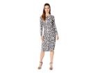 Kamalikulture By Norma Kamali Side Stripe Long Sleeve Shirred Waist Dress (abstract Leopard/engineered Stripe) Women's Dress
