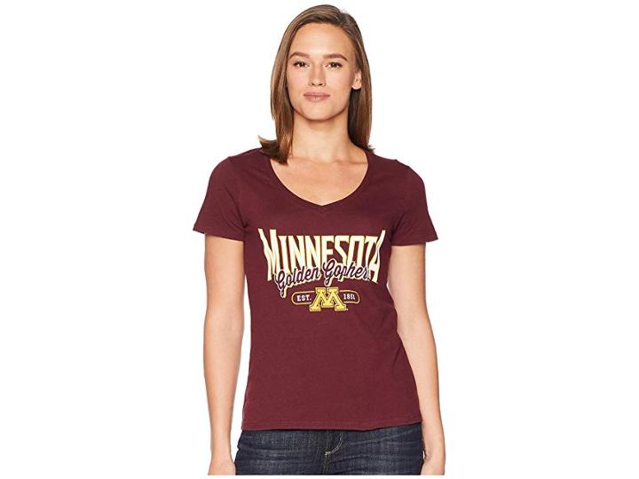 Champion College Minnesota Golden Gophers University V-neck Tee (maroon) Women's T Shirt