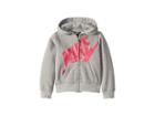 Nike Kids Futura Full Zip Hoodie (little Kids) (dark Gray Heather/rush Pink) Girl's Sweatshirt