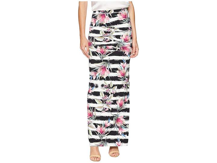 Nicole Miller Tidal Pleat Maxi Skirt (black/white) Women's Skirt
