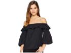 Bcbgmaxazria Short Sleeve Shirred Top (black) Women's Clothing