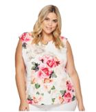 Calvin Klein Plus Plus Size Printed Sleeveless Top With U Hardware (nectar Combo) Women's Sleeveless