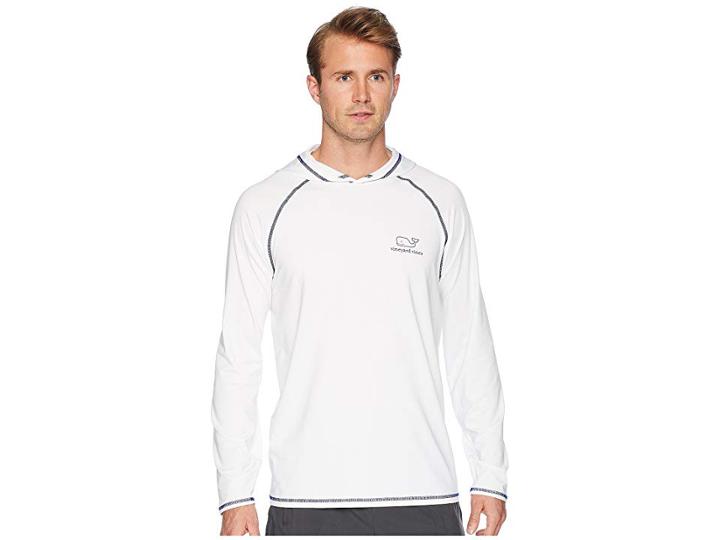 Vineyard Vines Performance Raglan Hoodie Whale Tee (white Cap) Men's T Shirt