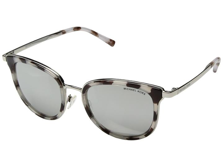 Michael Kors Adrianna I Mk1010 (snow Leopard/silver Tone/silver Mirror) Fashion Sunglasses