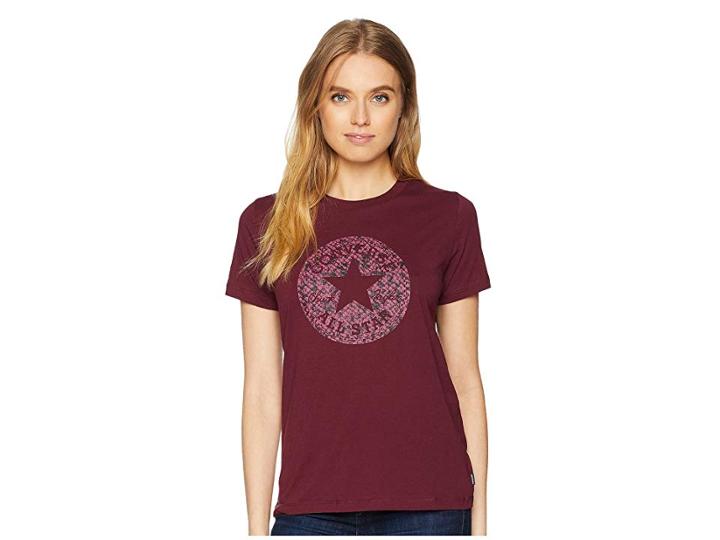 Converse Reptile Chuck Patch Crew Tee (dark Burgundy) Women's T Shirt