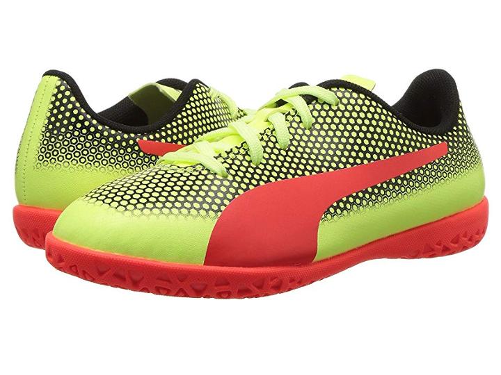 Puma Kids Spirit It Soccer (little Kid/big Kid) (fizzy Yellow/red Blast/puma Black) Kids Shoes
