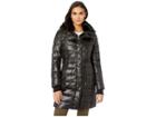 French Connection Hooded Faux Fur Collar W/ Bib (black) Women's Coat